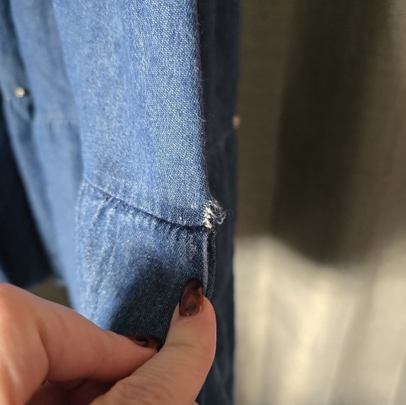 VRG SPORT Vintage Studded Denim Midi Skirt Side Slits Western Size XL - Picture 7 of 7